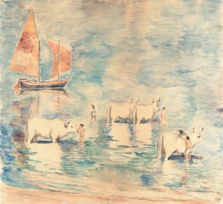 Ludwig von Hofmann - Stiere in der Adria