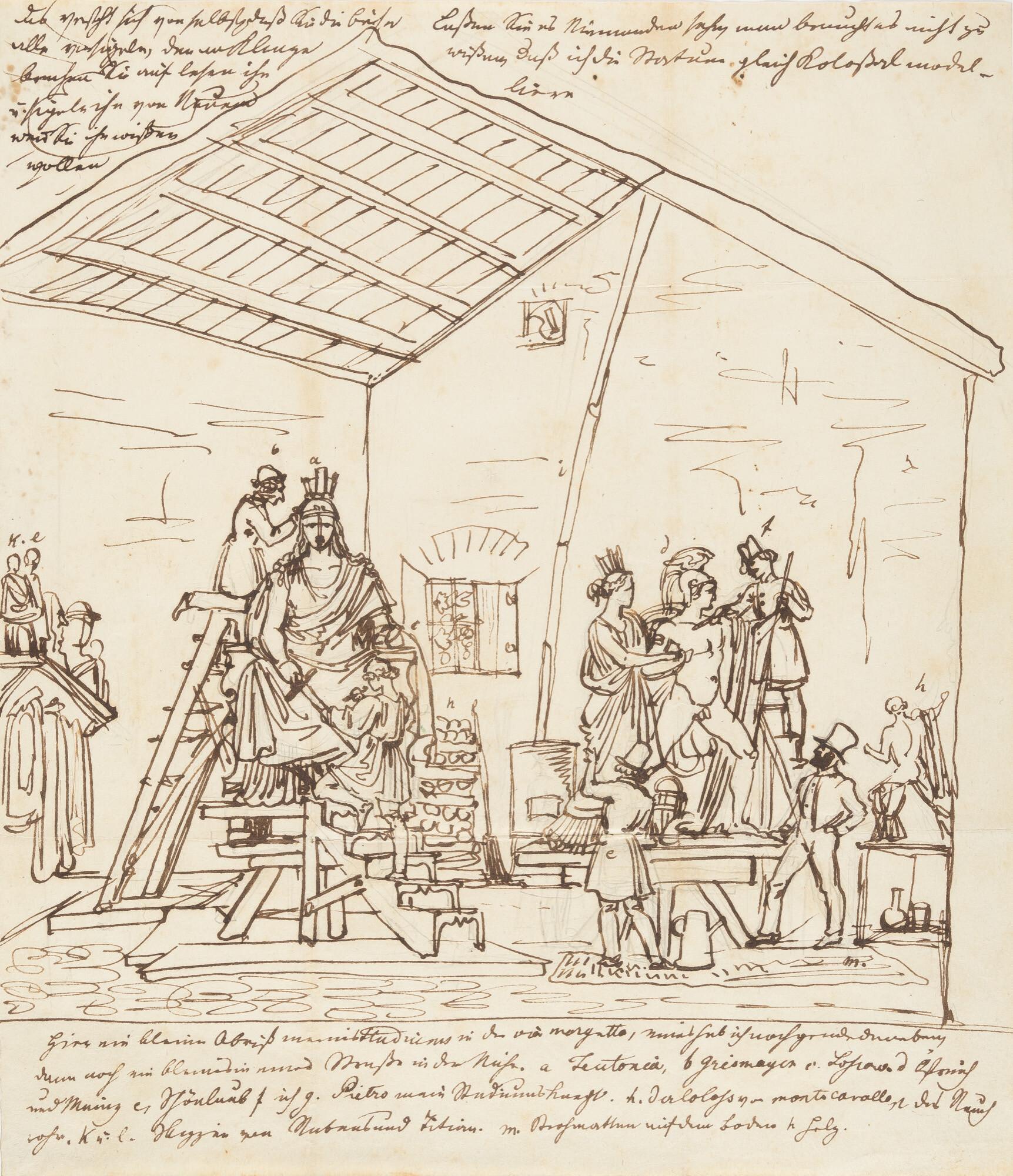 Ludwig von Schwanthaler - Studienblatt zu Schwanthalers Atelier in Rom