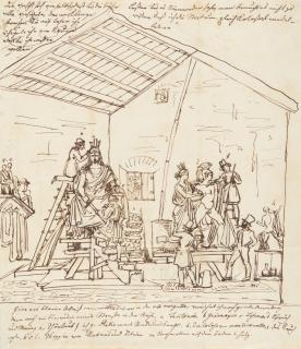 Ludwig von Schwanthaler - Studienblatt zu Schwanthalers Atelier in Rom