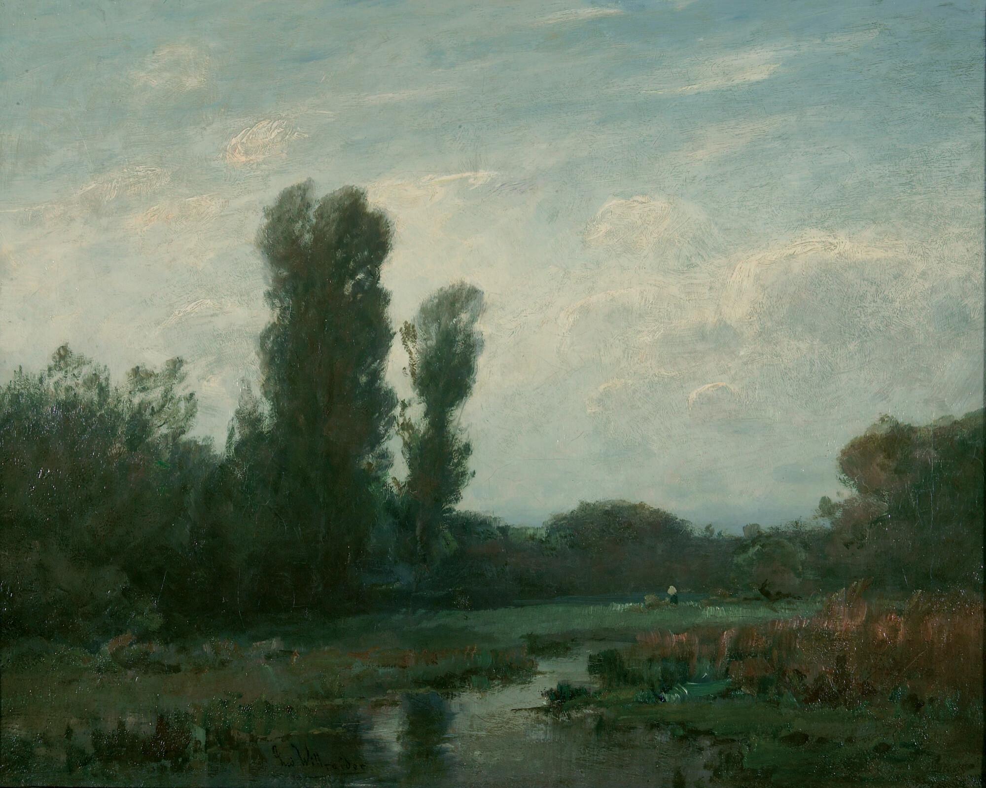 Ludwig Willroider - Auenlandschaft mit Pappeln.