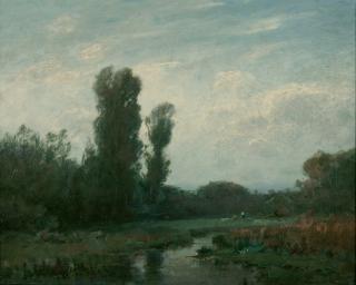 Ludwig Willroider - Auenlandschaft mit Pappeln.