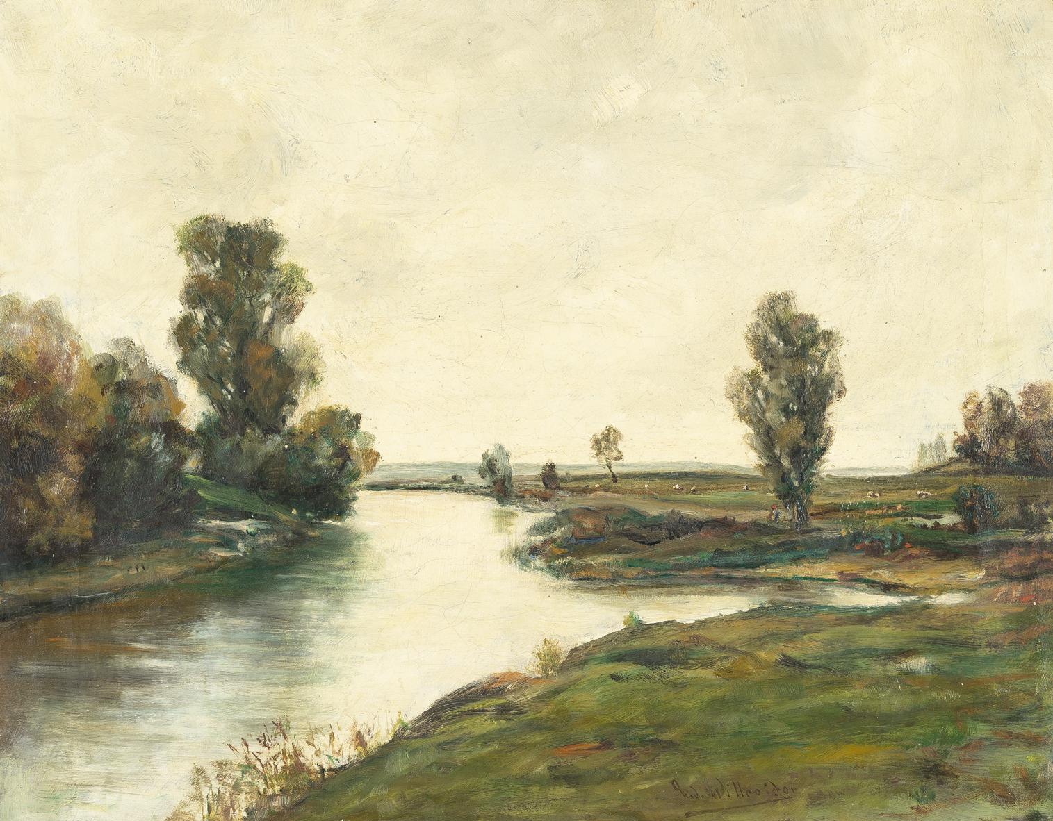 Ludwig Willroider - Baumbestandene Flusslandschaft