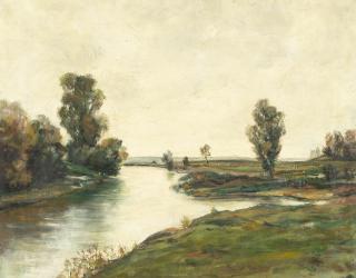 Ludwig Willroider - Baumbestandene Flusslandschaft
