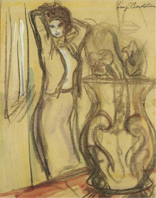 Luigi Bartolini - Lotto di 3 opere: a) Natura morta con bottiglie    firmato in basso a destra Bartolini    olio su tavola    cm 17,7x11,4 b) Lungo l\'Adige    titolo in alto al centro Lungo l\'Adige, firmato in basso a    destra Bartolini    olio, tempera e matita gras