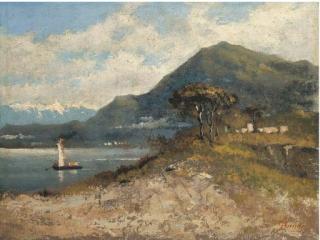 Luigi Bertelli - Veduta Del Lago di Como Con Barca A Vela