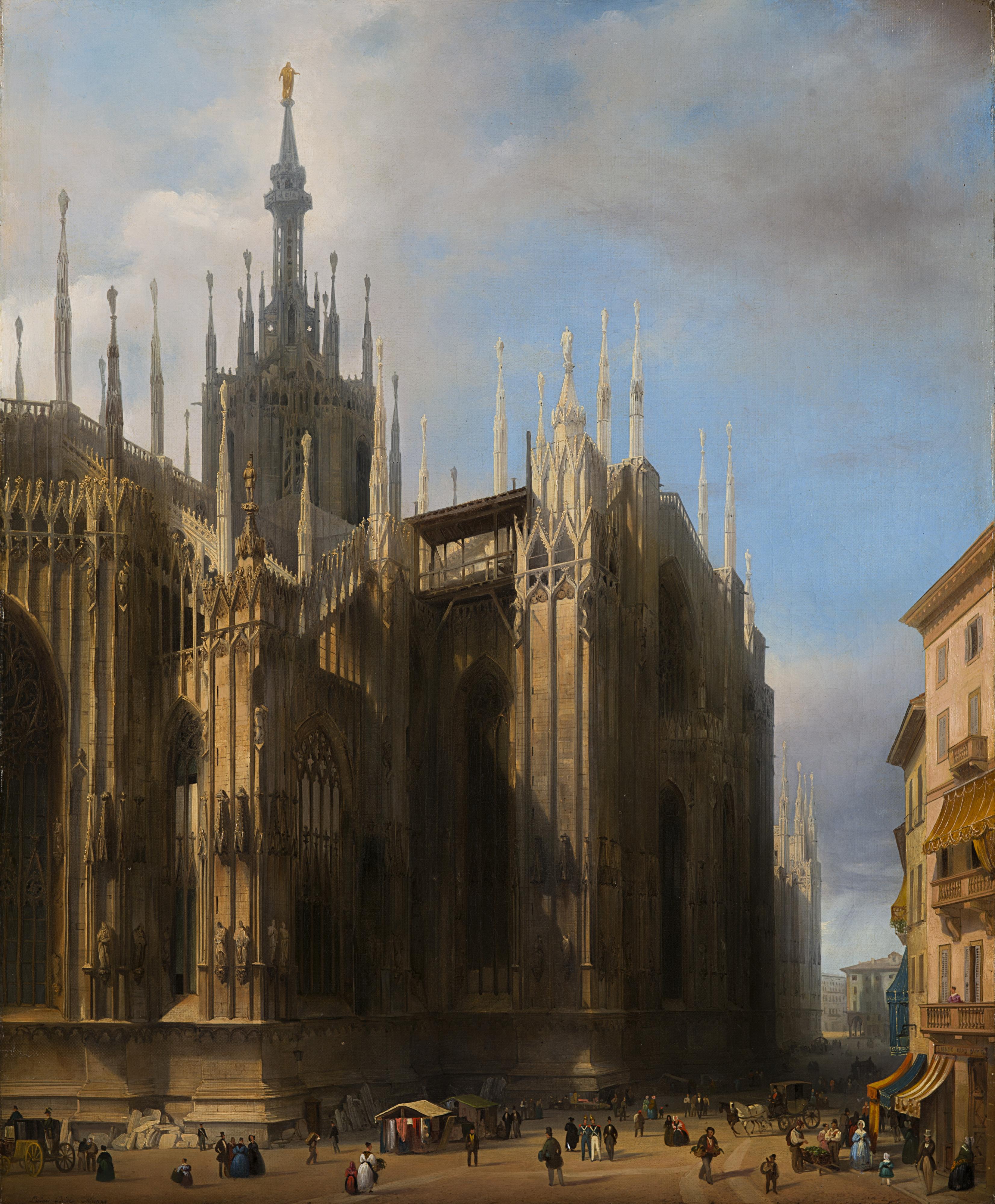 Luigi Bisi - Veduta del fianco del Duomo di Milano dalla Corsia dei Servi