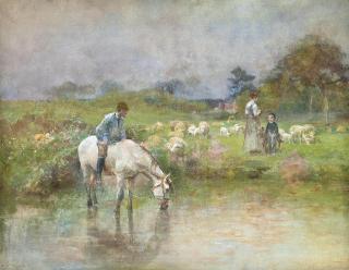 Luigi Chialiva - Shepherds watering their livestock