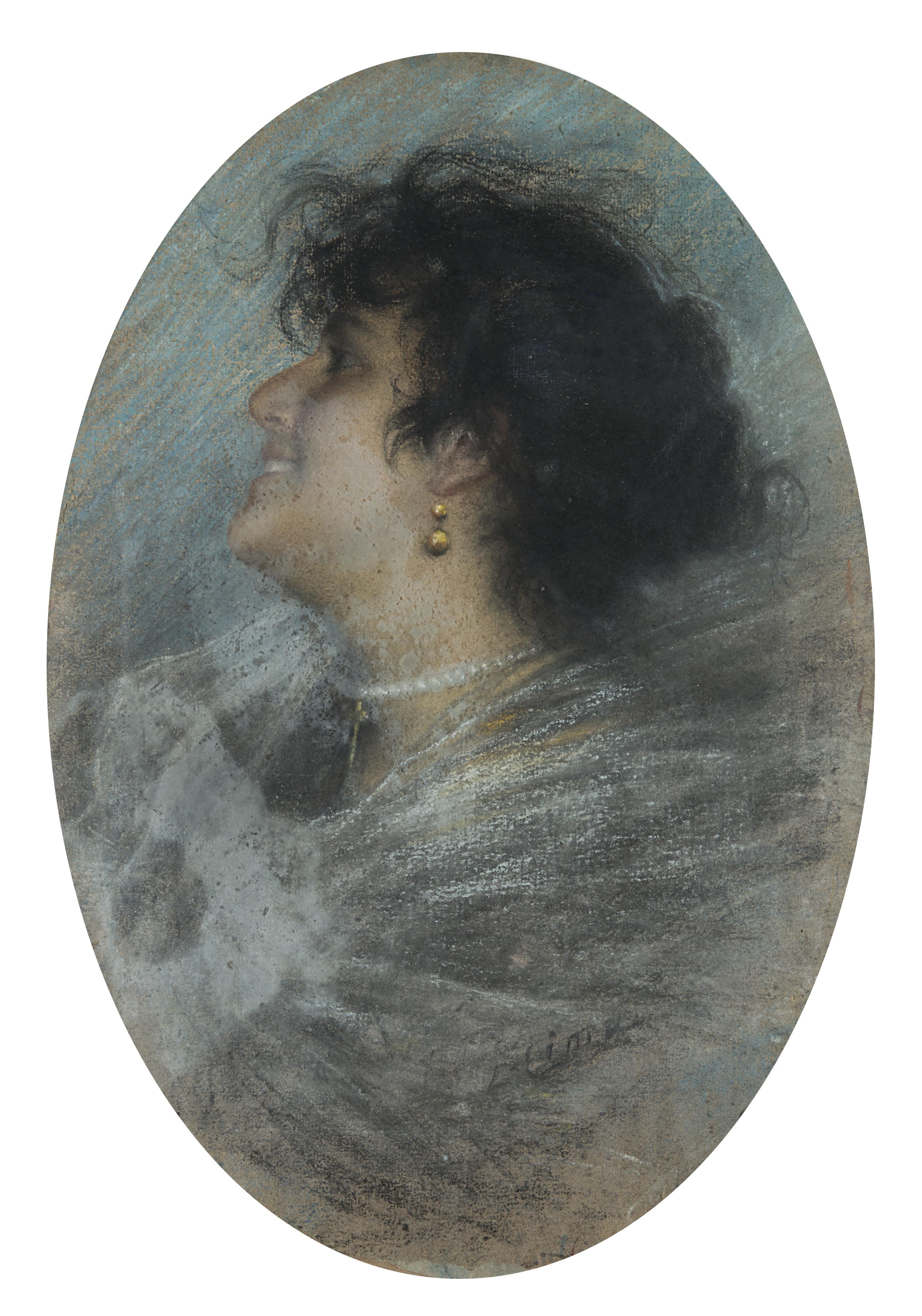 Luigi Cima - Ritratto di signora di profilo