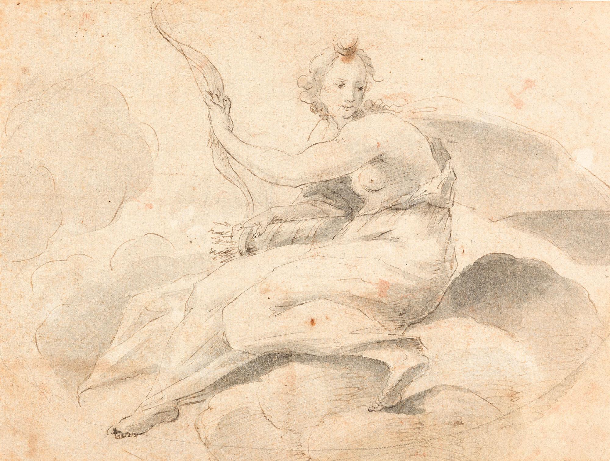 Luigi Garzi - Diana mit Pfeilköcher und Bogen.