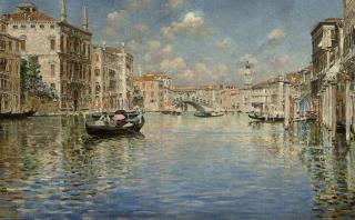 Luigi Lanza - A gondola ride before the Rialto Bridge, Venice
