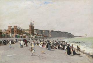 Luigi Loir - French View Of The Beach And Casino At Dieppe