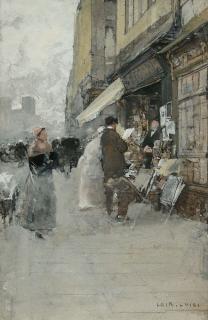 Luigi Loir - Le marchand d’estampes sur les quais près de Notre-Dame de Paris.