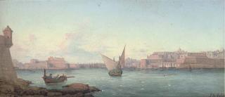 Luigi Maria Galea - A Panoramic View of Grand Harbour, Valetta