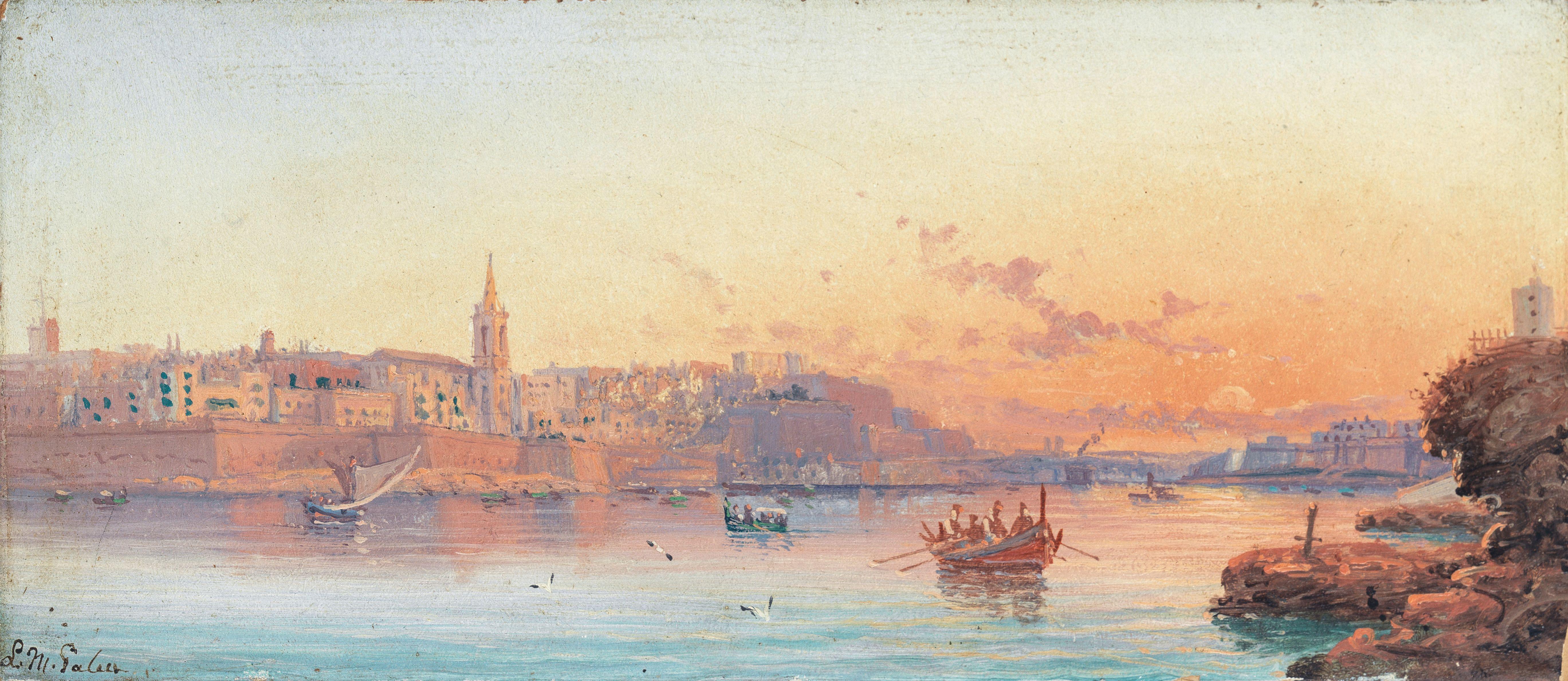 Luigi Maria Galea - A view of Valletta Harbour, Malta