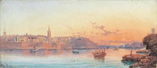Luigi Maria Galea - A view of Valletta Harbour, Malta