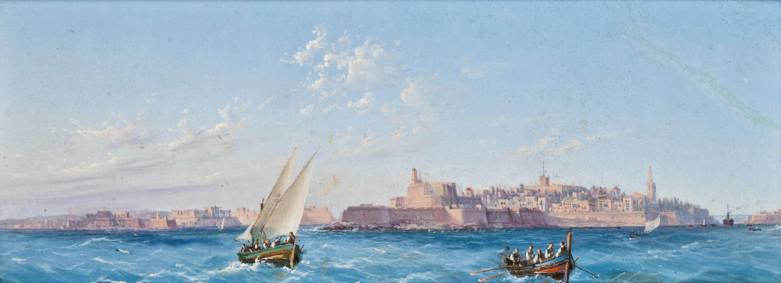 Luigi Maria Galea - Fishing boats off Valetta