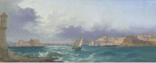 Luigi Maria Galea - Grand Harbour, Valetta, At Dusk