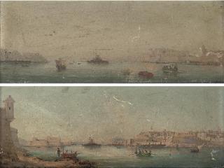 Luigi Maria Galea - View of Valetta from Senglea; and the Great harbour, Valetta