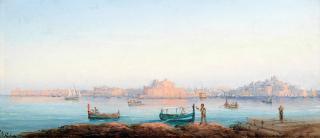 Luigi Maria Galea - Views Of Valetta Harbour, A Pair