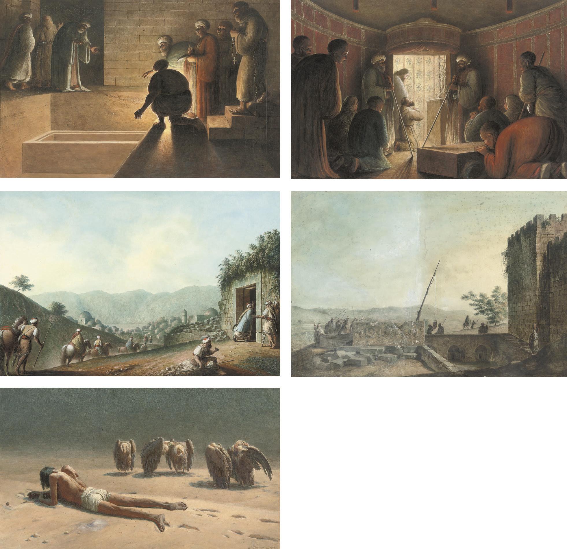 Luigi Mayer - Sarcofago cavato dal sepolcro dei re de giuda oggi ad uso di fonte fouri le mura di Gerusalemme.