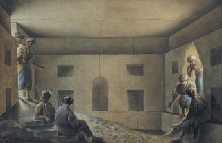 Luigi Mayer - The excavation of a burial chamber, perhaps at Giza, near Cairo