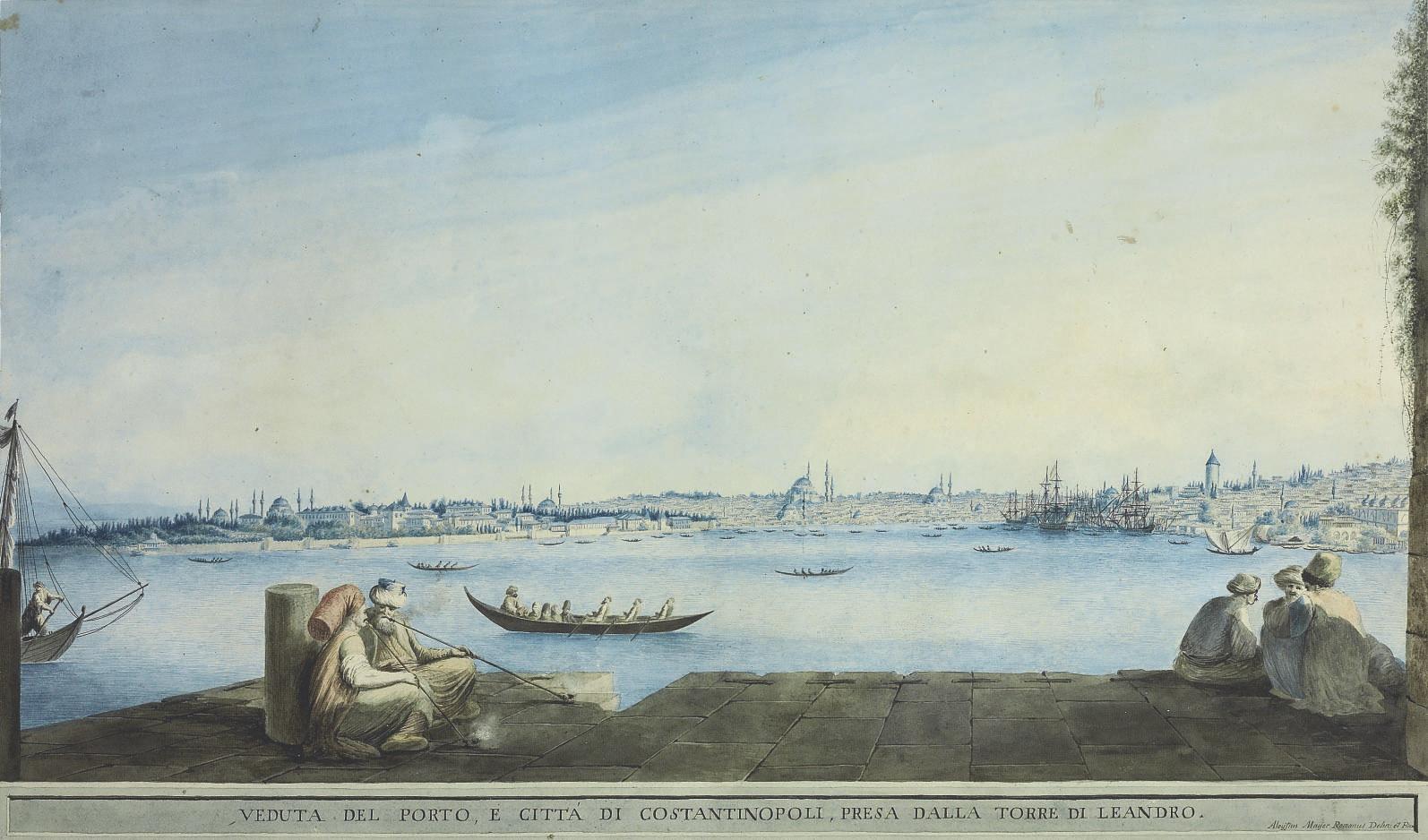 Luigi Mayer - View of the port and the city of Constantinople, from Leander\'s Tower