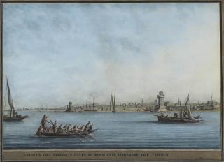 Luigi Mayer - Views of Rhodes: A sunset view of the harbour of Rhodes, where the Colossus is believed to have stood; and View of the port and city of Rhodes