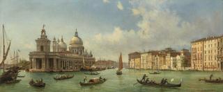 Luigi Querena - Gondolas and Boats on the Molo, Looking West Towards Santa Maria Della Salute