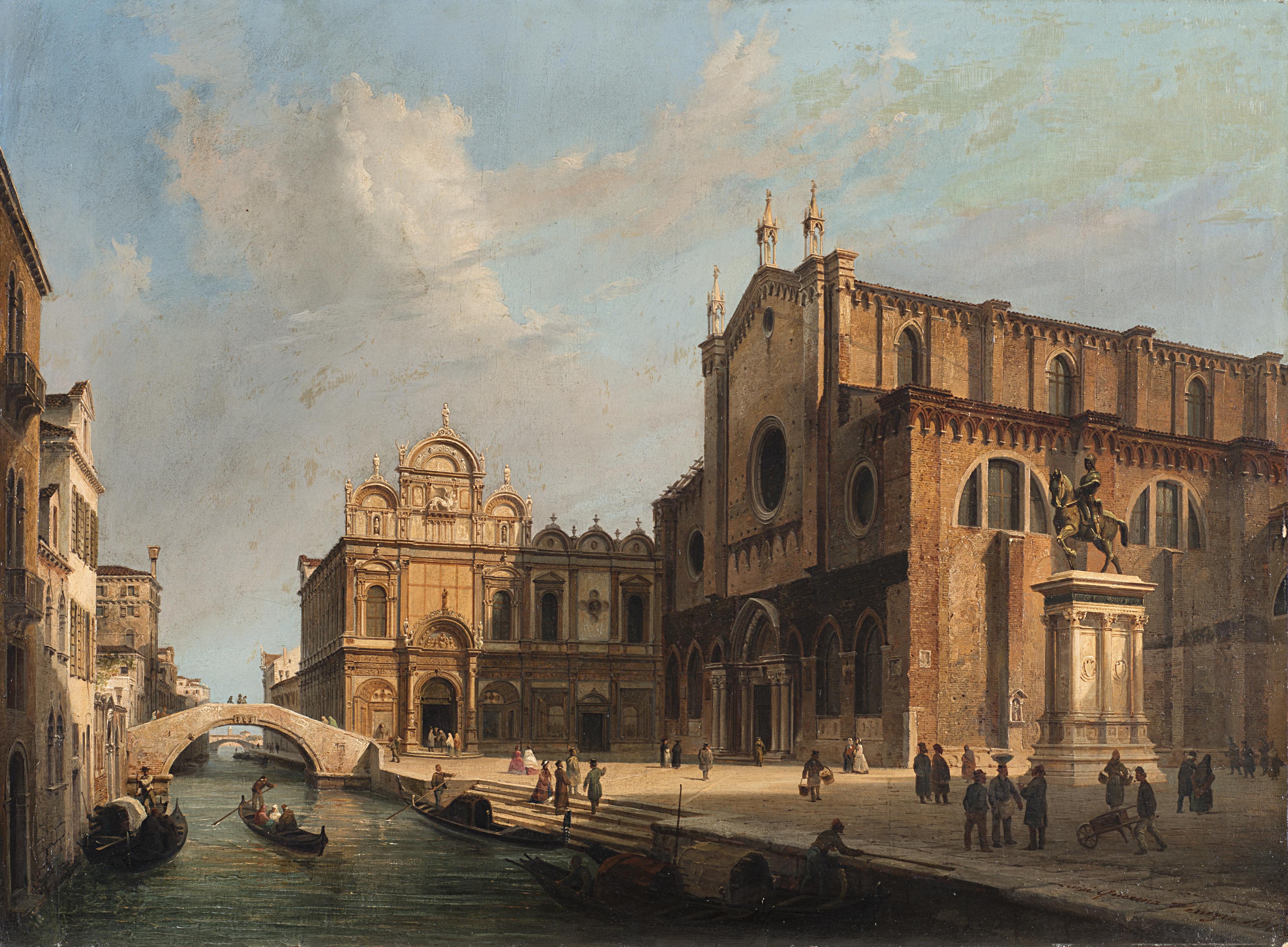 Luigi Querena - Veduta del Campo dei Santi Giovanni e Paolo