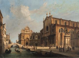 Luigi Querena - Veduta del Campo dei Santi Giovanni e Paolo