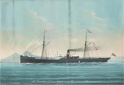 Luigi Roberto - S.S. Trekieve of St. Ives entering the Bay of Naples, 1888
