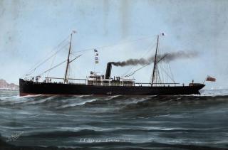 Luigi Roberto - The S.S. Ortiga in full-steam off Genoa