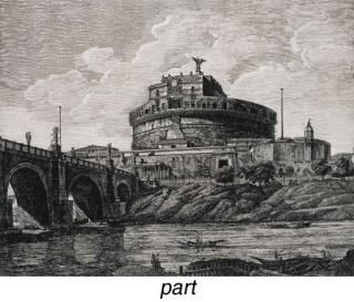 Luigi Rossini - Antichita Romane: Veduta del Campidoglio Romano; Veduta di fianco del Campidoglio di Roma; Veduta Generale del Tempio di Venere; Veduta della Gran Mole Adriana, e Ponte Elio; Avanzo del Tempio di Medica, da altri un Sepolcro