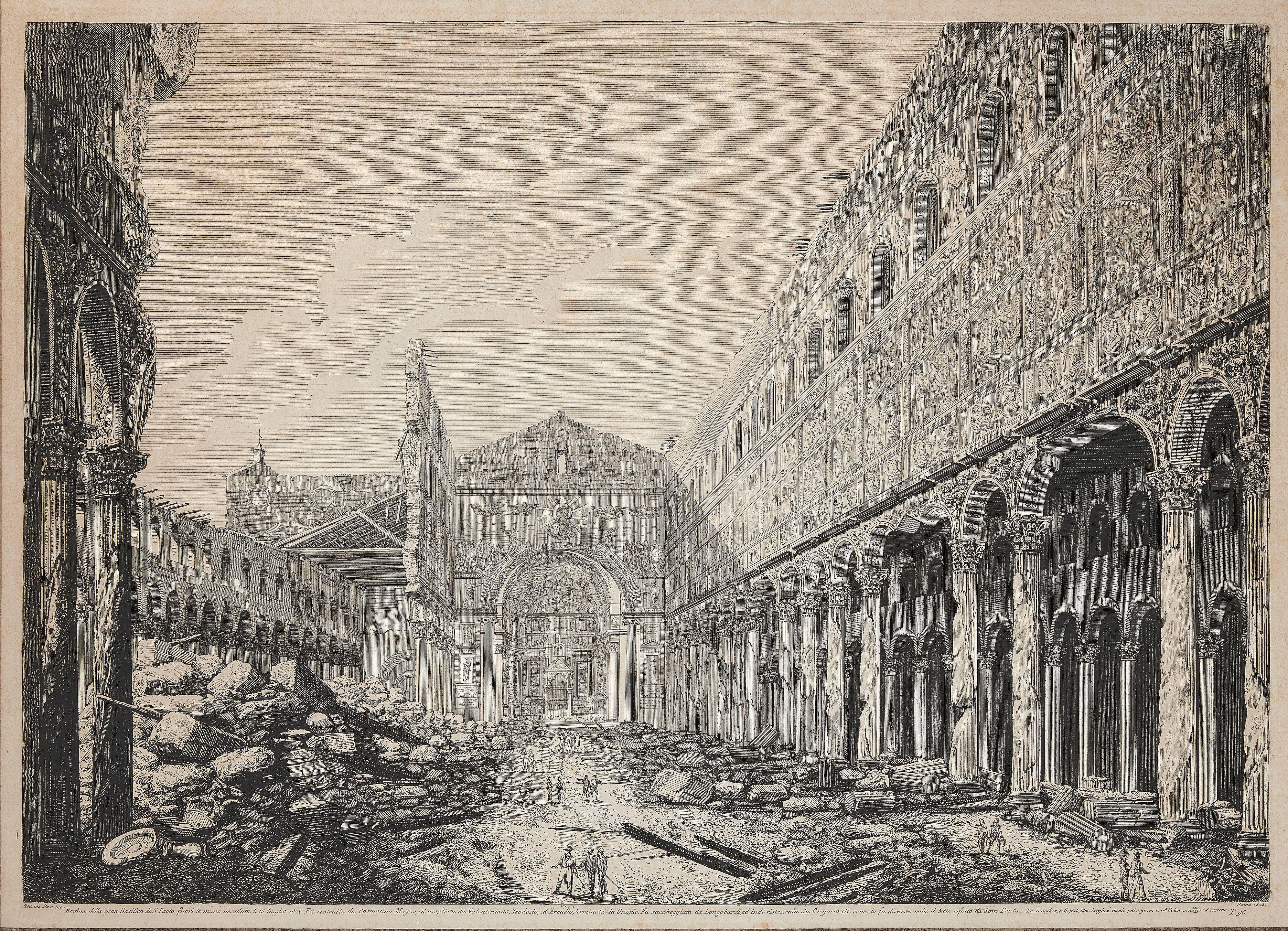 Luigi Rossini - Rovina della gran Basilica di S. Paolo fueri le mura accaduta, 1823