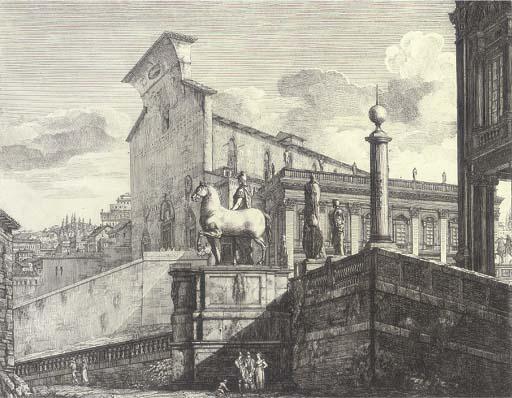 Luigi Rossini - Veduta di Fianco Del Campidoglio di Roma