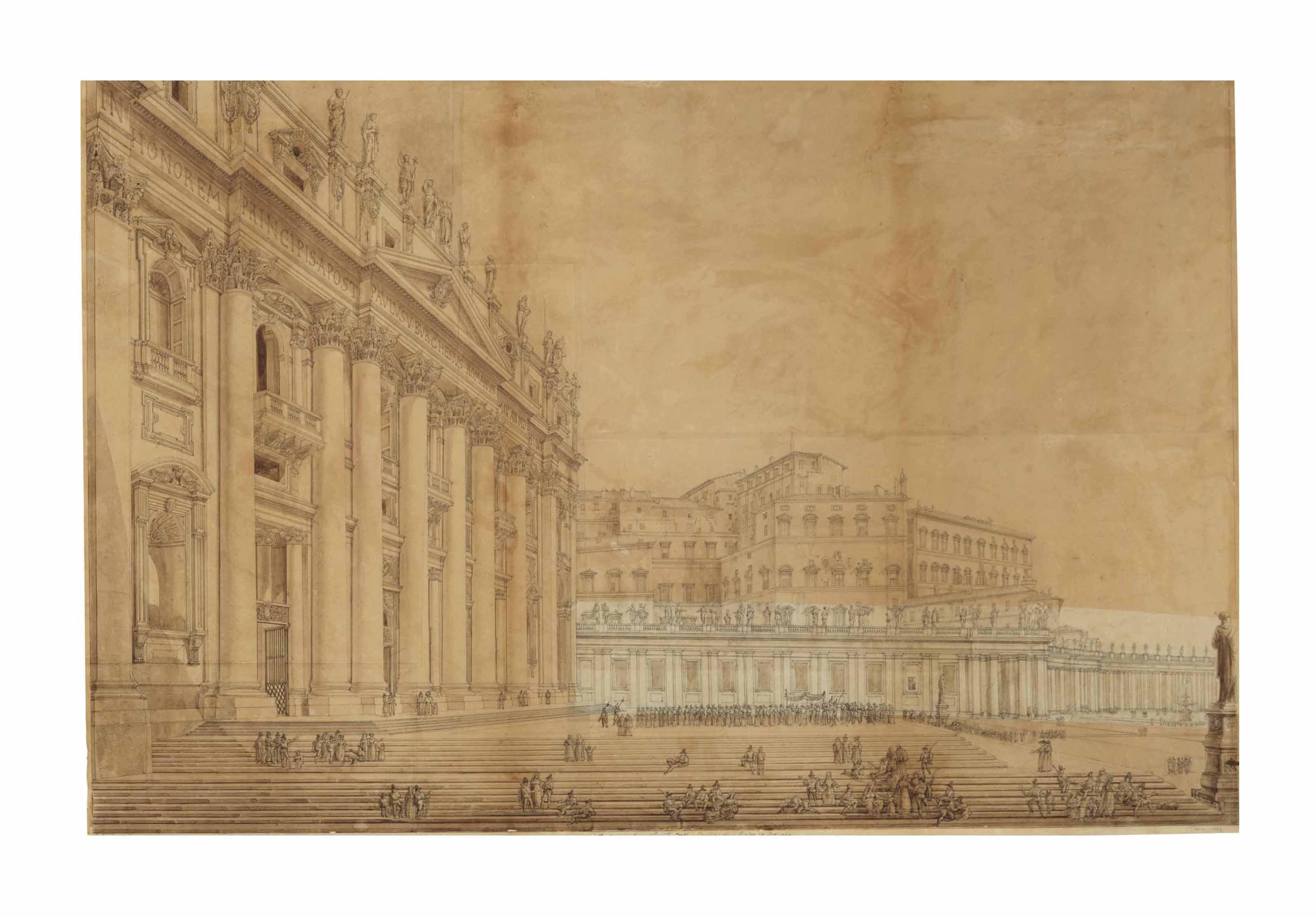 Luigi Rossini - View of Saint Peter and the Apostolic Palace at the Vatican