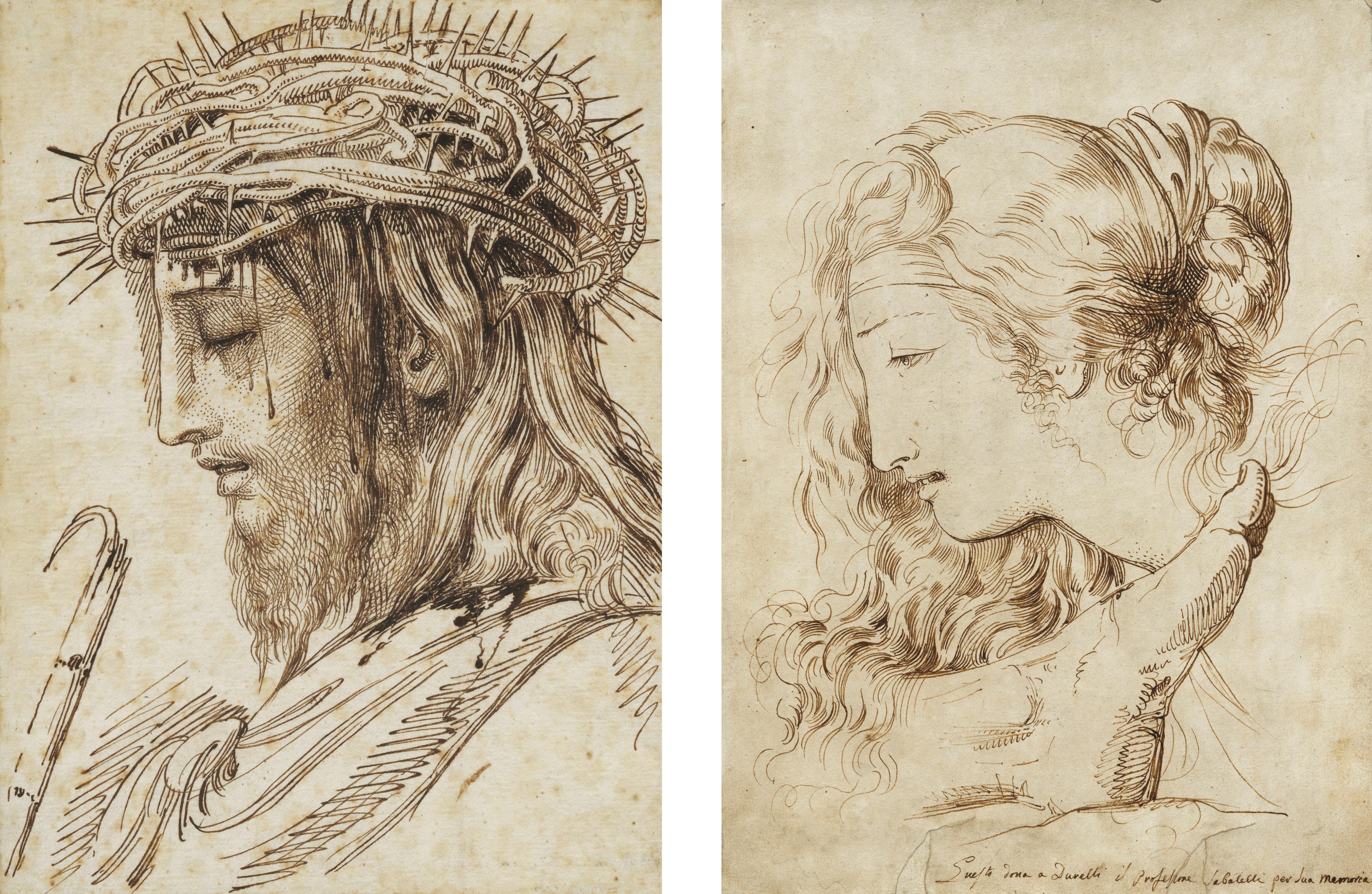 Luigi Sabatelli - Christ wearing the Crown of Thorns (i);  and  The Head of Andromache, mourning over the foot of Hector (ii)