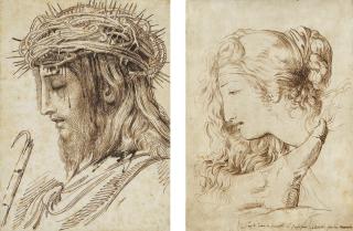 Luigi Sabatelli - Christ wearing the Crown of Thorns (i);  and  The Head of Andromache, mourning over the foot of Hector (ii)
