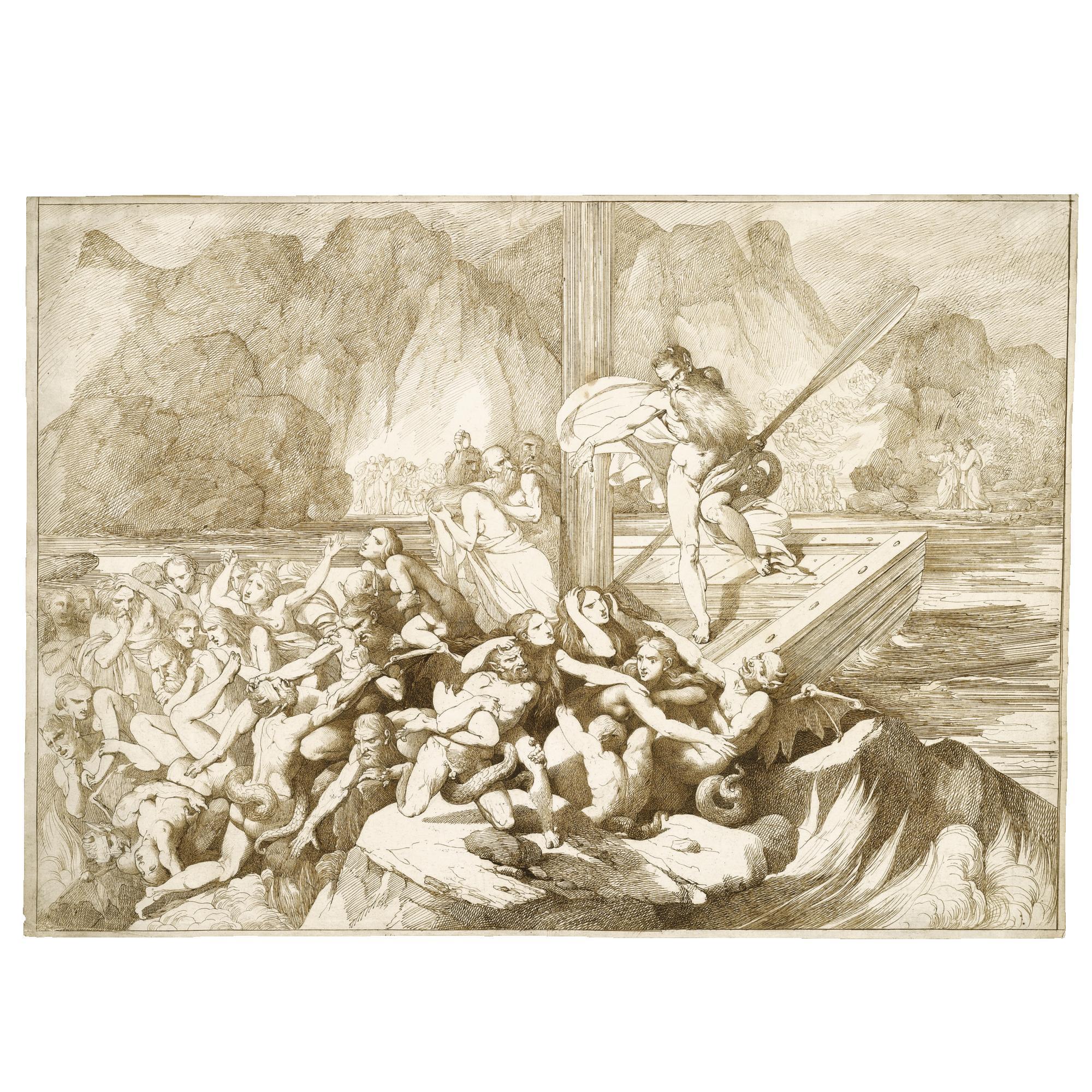 Luigi Sabatelli - Dante And Virgil Watching Charon Ferrying Souls To Hell