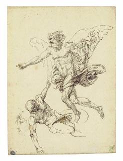 Luigi Sabatelli - Time overcoming an allegorical figure, perhaps Ignorance, with a subsidiary study of a head in profile