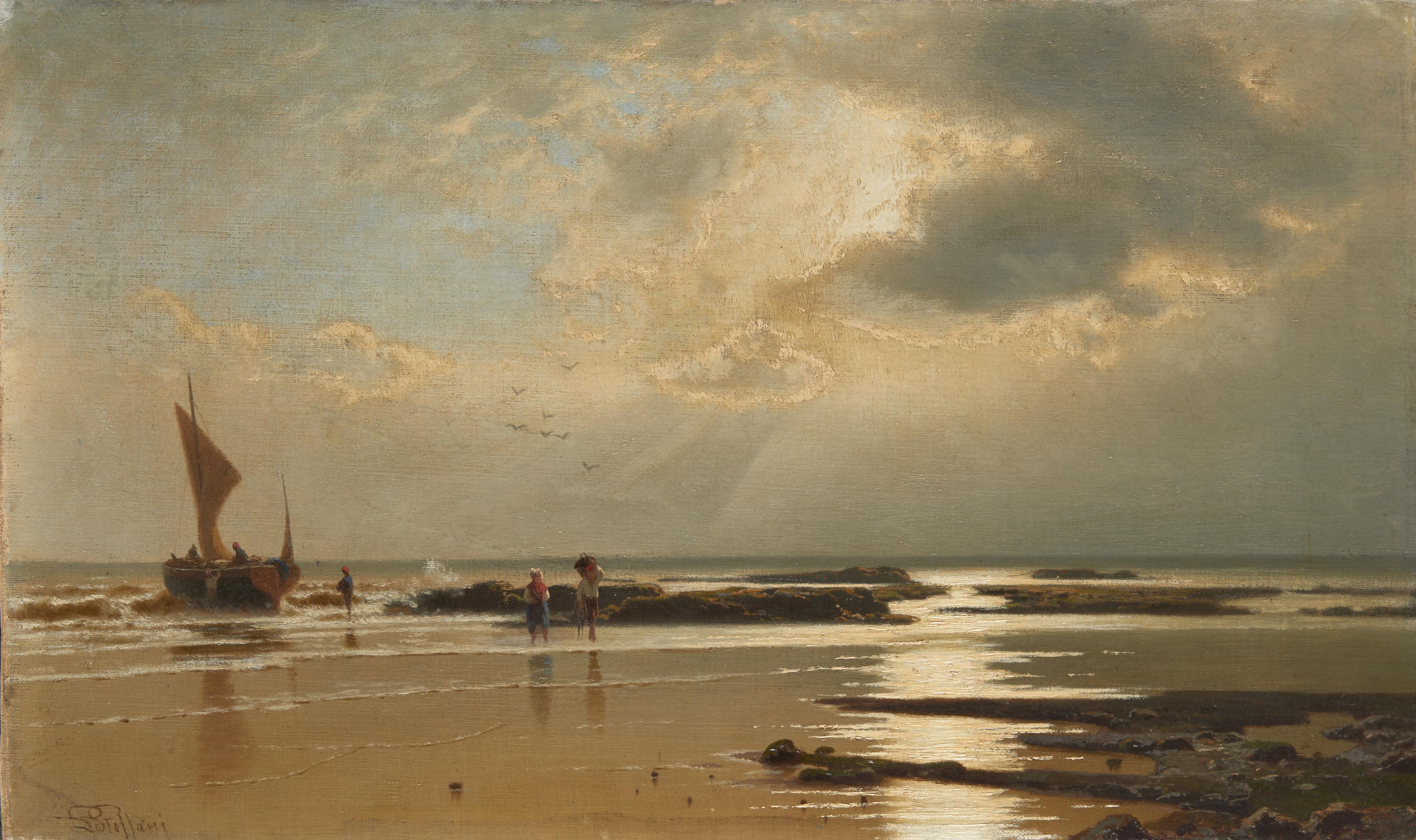 Luigi Steffani - Marina con pescatori