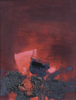 Luis Feito - Sin título (Abstracción en roso y negro)