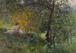 Luis Graner Y Arrufi - Family Resting In A Park