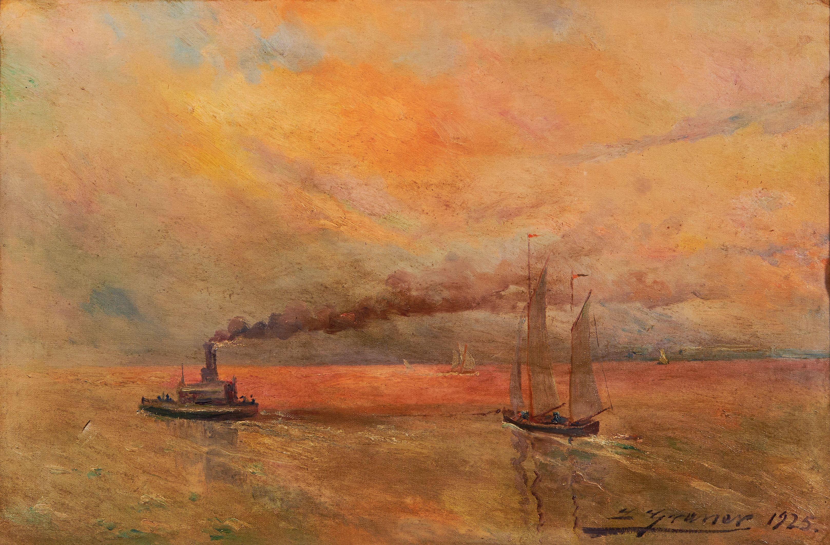 Luis Graner y Arrufi - Seascape with Ships