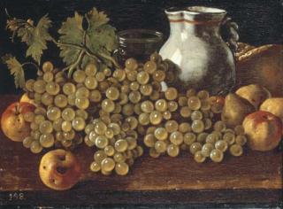Luis Meléndez - Bodegón Con Manzanas, Uvas, Peras, Pan, Jarra y Vaso de Cristal