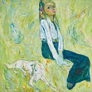 Luo Erchun - A Girl On The Grassland(Painted In 1990)