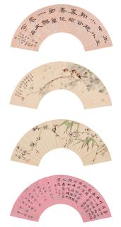 Luo Shuzhong - Poems in Running Script; Sparrow, Bamboo and Plum Blossoms