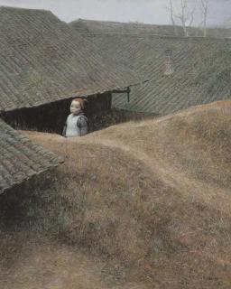 Luo Zhongli - Girl among Roof