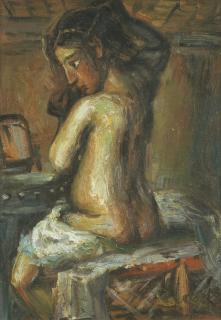 Luo Zhongli - Seated Nude Seen From The Back