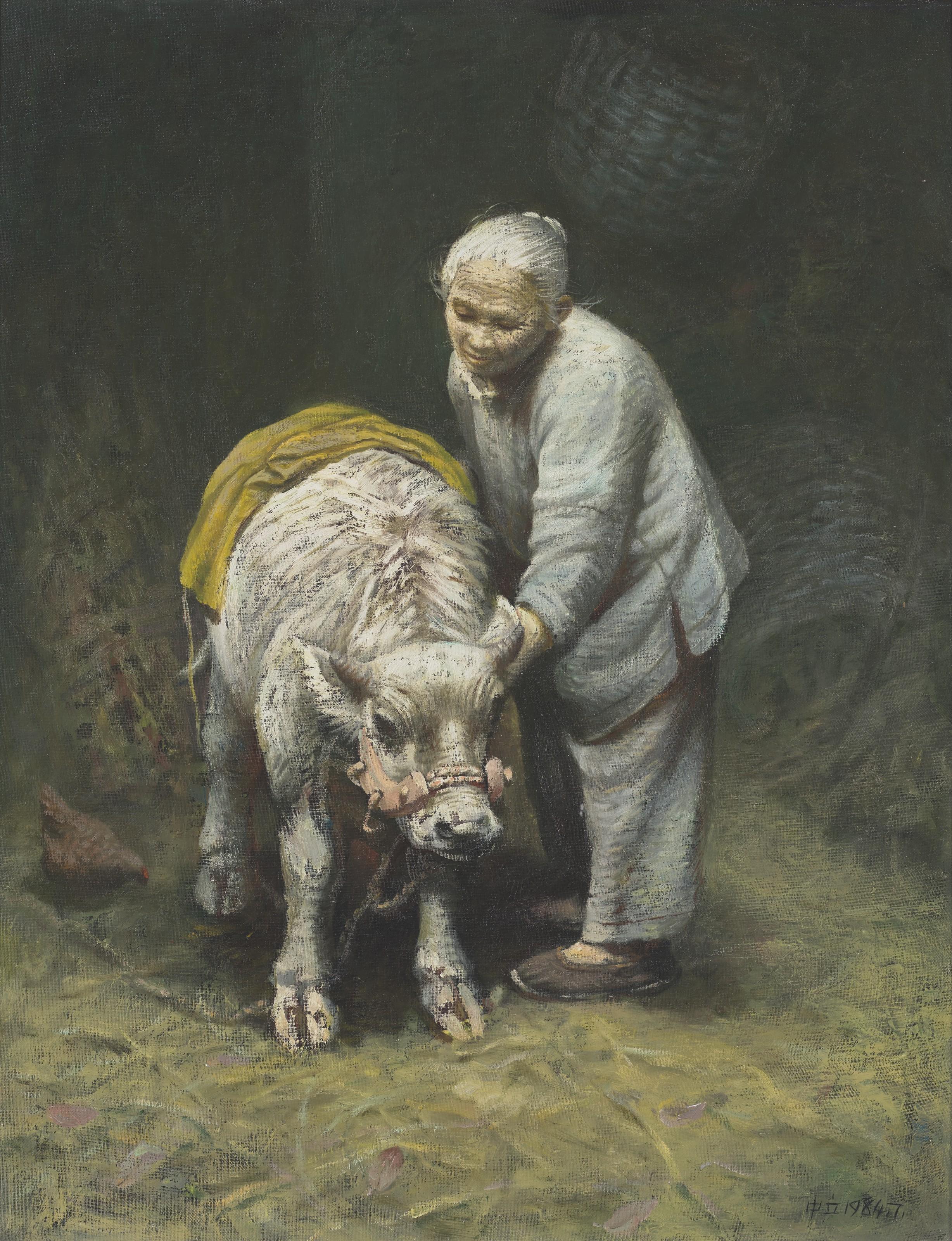 Luo Zhongli - Woman with a Cow